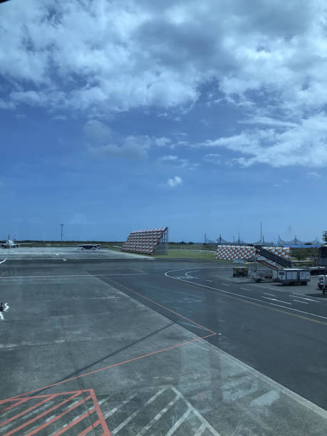 istock Airport Runway with Ground Crew and Equipment 2158379500
