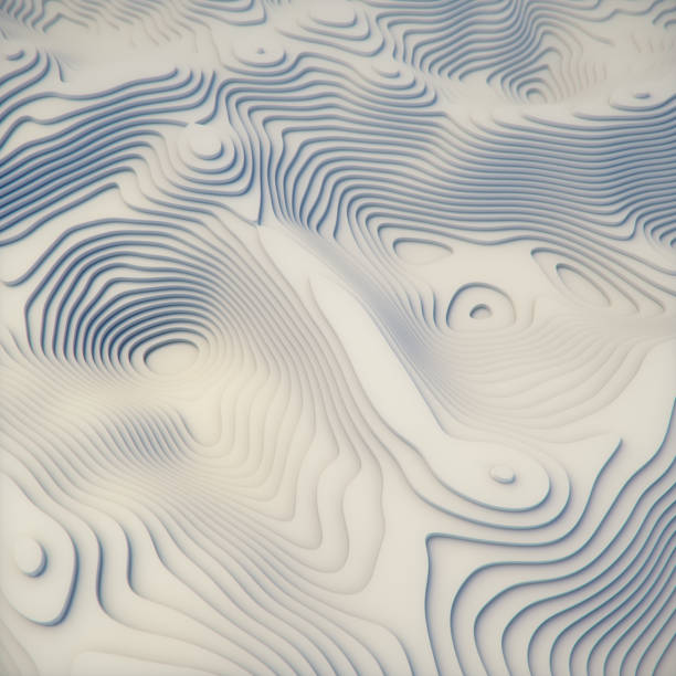 Intricate abstract patterns of white wavy lines. Topographical landscape. 3d rendering digital illustration