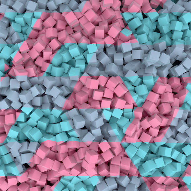 istock 3d rendering digital illustration of a three-dimensional abstract geometric pattern made up of many small cubes 2158380061
