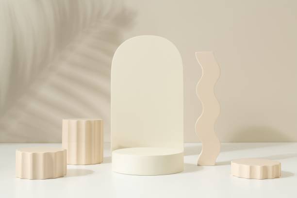 istock Beige product backdrop, minimal podiums background 2158380135