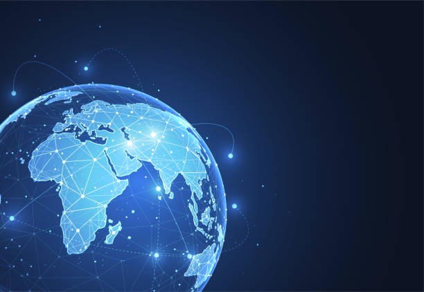 istock Global network connection. World map point and line composition concept of global business. Vector Illustration 2158380736