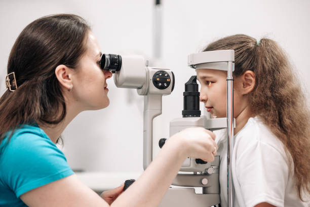istock A little patient undergoes an eye test by a professional optometrist using modern diagnostic equipment in an ophthalmology clinic. 2158381163