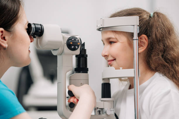 istock A little patient undergoes an eye test by a professional optometrist using modern diagnostic equipment in an ophthalmology clinic. 2158381222