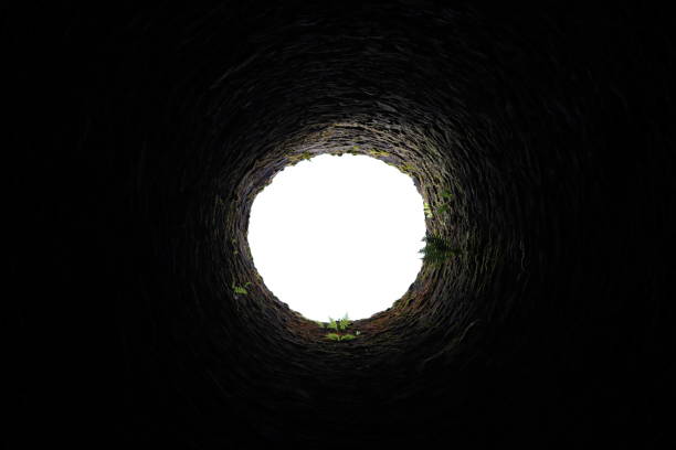 Looking upwards inside the stack of an old round chimney