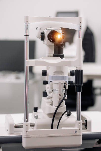 istock The concept of new ophthalmological and modern technologies, diagnostics and vision treatment. Interior of a modern ophthalmology clinic with modern equipment. 2158381304