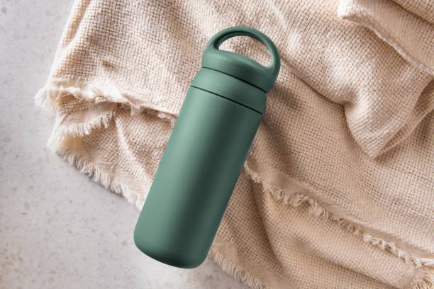 istock Green thermal water bottle, product with blank design space 2158381822