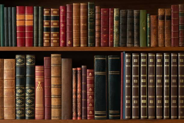 istock Antique book library collection, vintage background 2158383813