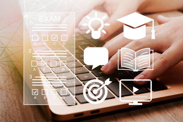 istock 2025 E-learning, education, online exam concept.Choose correct answer. Education internet online digital technology concept. New Year education 2025 background. 2158391323