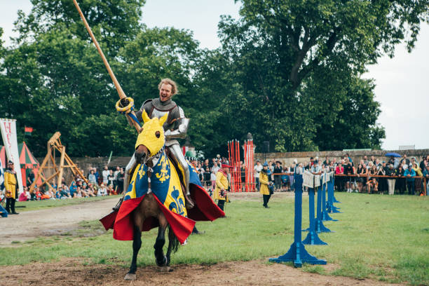 SUMEG, HUNGARY - AUGUST 9. 2022: Medieval horse military show in the Sumeg Fortress