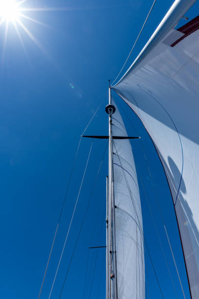 istock Sailing boat at an open sea 2158395067