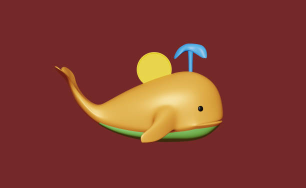 Orange whale piggy bank 3D