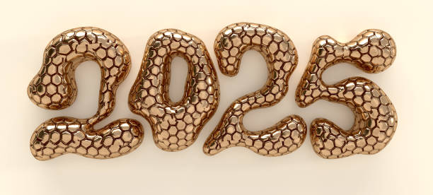 istock 3D Happy New Year 2025 text design 2158395666