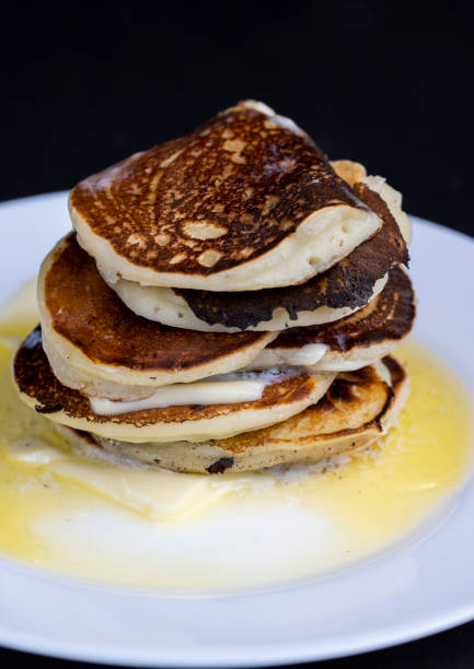 istock delicious cooked pancakes with cottage cheese and melted butter 2158397453