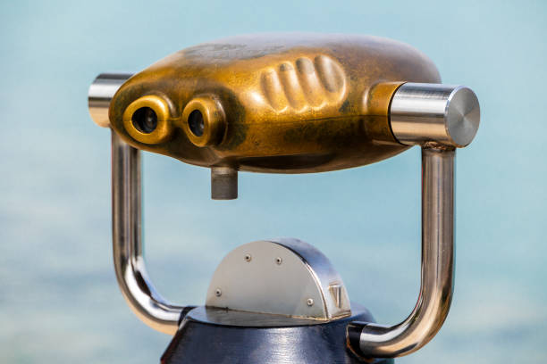 Scenic lookout binoculars at Garda lake sea