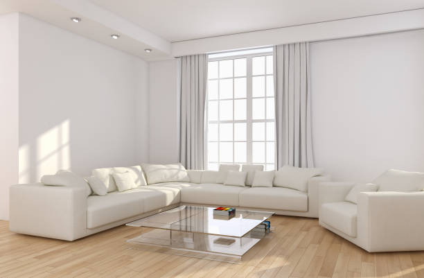 istock Large luxury modern bright interiors Living room mockup illustration 3D rendering image 2158400143