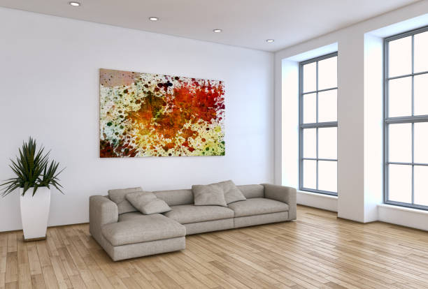 istock Large luxury modern bright interiors Living room mockup illustration 3D rendering image 2158400228