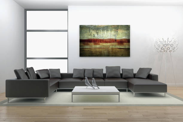 istock Large luxury modern bright interiors Living room mockup illustration 3D rendering image 2158400537