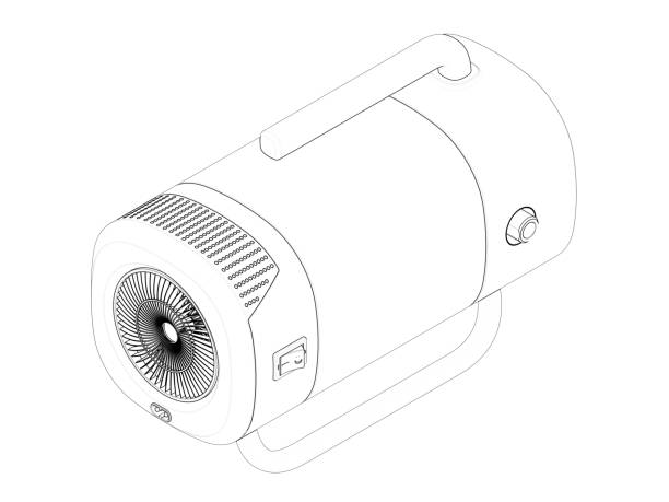 Hydrogen converter portable generator Hydrogen converter generator black and white isolated on white piston diagram stock illustrations
