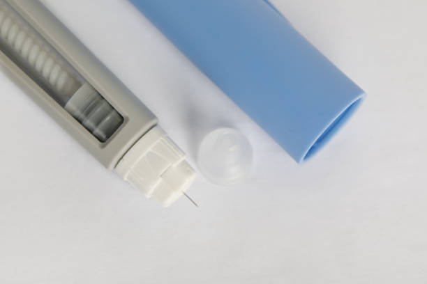 istock Semaglutide injecting pen on a white background, macro. Needle macro 2158404006