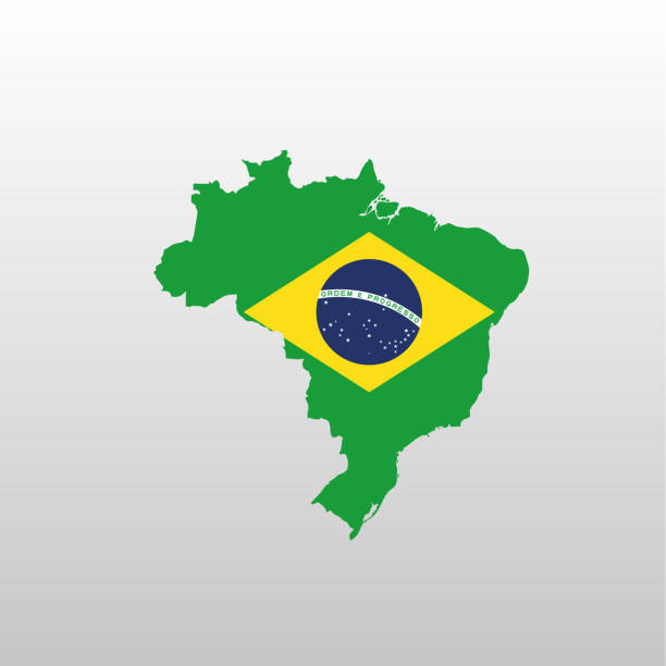 istock Brazil national flag in country map silhouette 2158404036