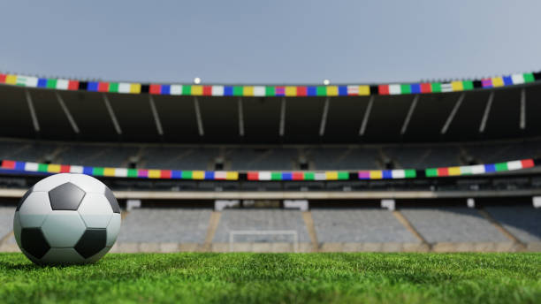 3D Photo render Background for advertising and wallpaper in sports and football scene. 3D rendering in decorative concept.