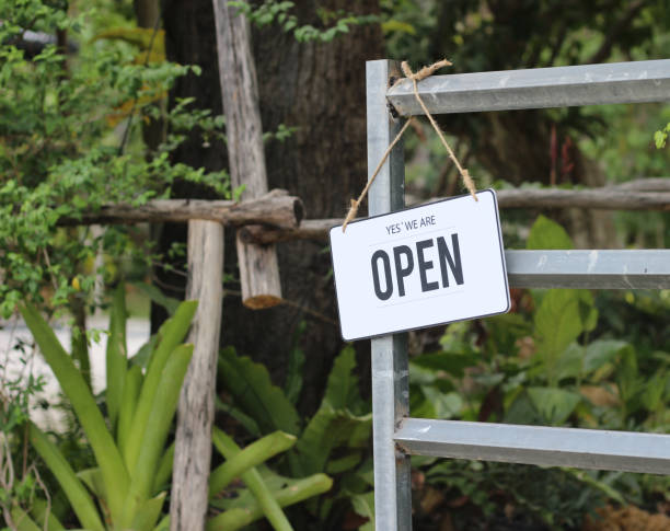 istock Open sign in a coffee shop 2158404690