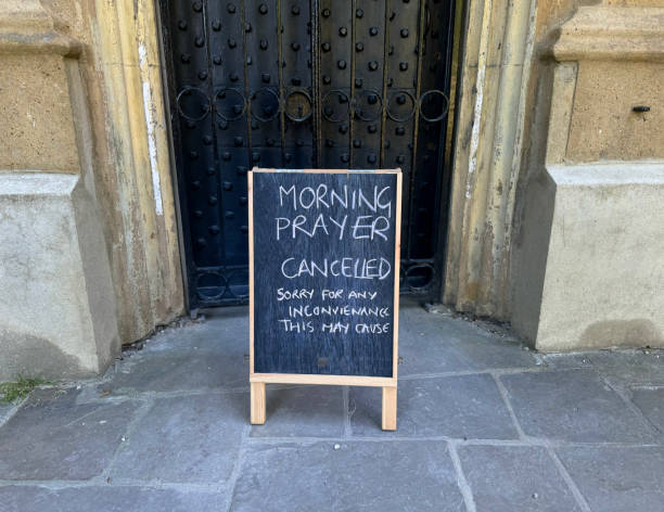 istock Sign outside a church door 2158406070