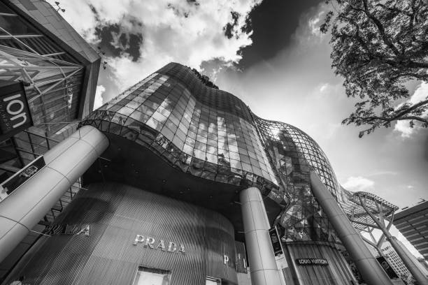 Singapore - September 14, 2023: Modern buildings along Orchard Road on a sunny day.