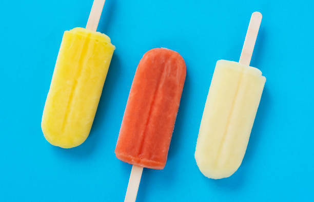istock Close up of popsicles on the blue background. 2158411033