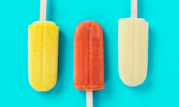 istock Close up of popsicles on the blue background. 2158411059