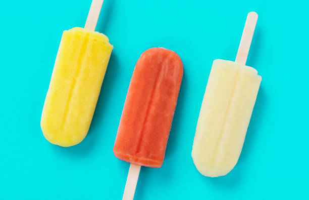 istock Close up of popsicles on the blue background. 2158411062