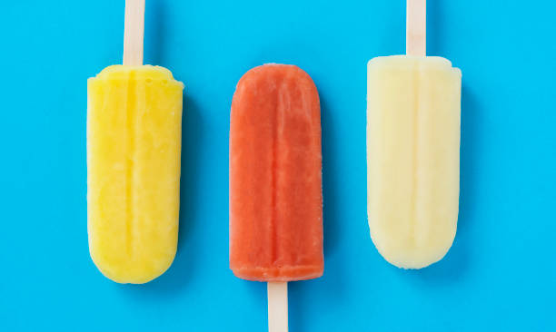 istock Close up of popsicles on the blue background. 2158411067