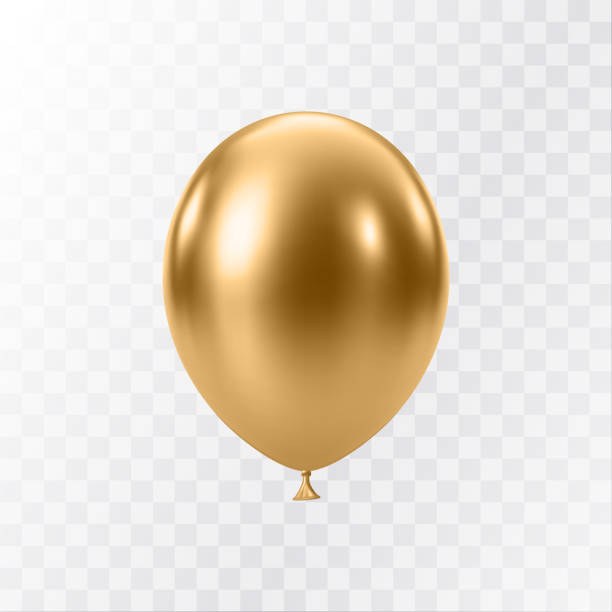istock Luxury realistic balloons. 3D gold glossy helium balloons 2158413704