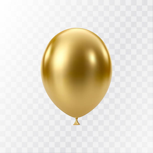 istock Luxury realistic balloons. 3D gold glossy helium balloons 2158413745