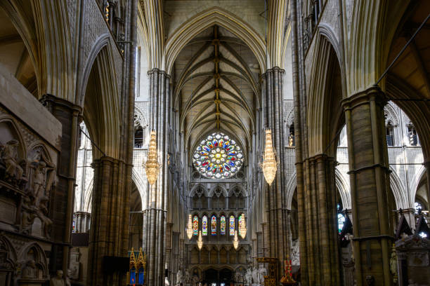 London, England- April 18, 2024: The Westminster Abbey is renowned for its stunning Gothic architecture.