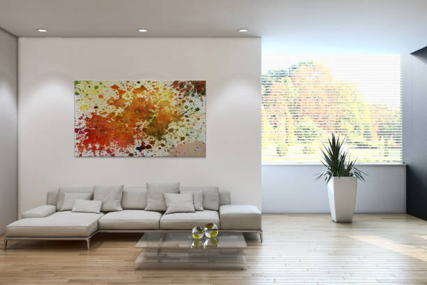 istock Large luxury modern bright interiors Living room mockup illustration 3D rendering image 2158416863