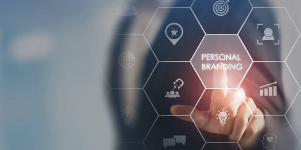 istock Personal branding concept. Creating and promoting a unique identity, image and reputation. Businessman building a strong personal brand for increasing opportunities, recognition and business success. 2158417696