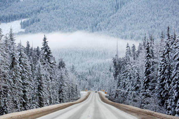 istock Highway leading to snowcapped mountains 2158417971