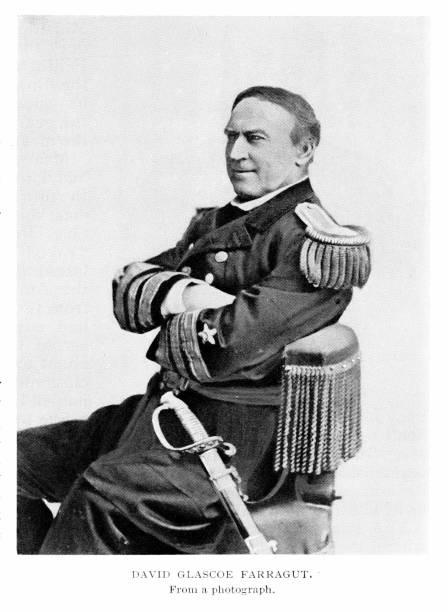 david farragut admirális fotóportréja, egyesült államok haditengerészete, amerikai polgárháború - american civil rights movement témájú stock illusztrációk
