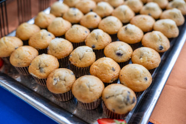 istock Muffins at breakfast, mini baked goods 2158421343