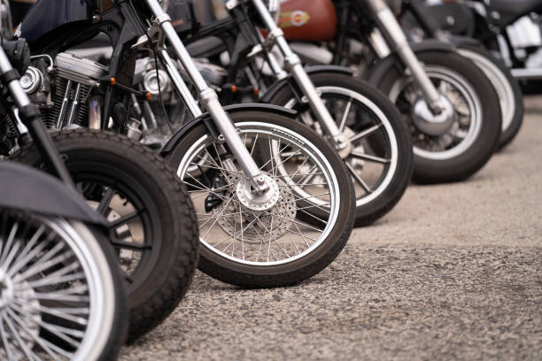 istock beautiful vintage motorcycle in american style standing on an empty road 2158425848