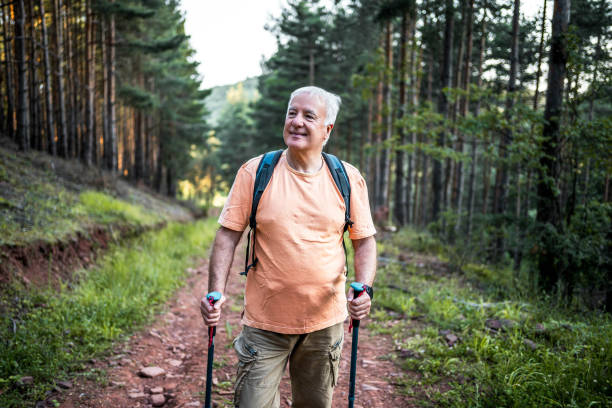 istock Happy senior man on hiking 2158429718