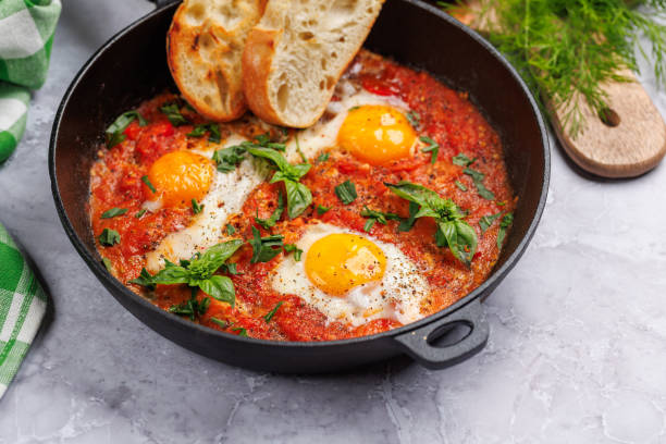istock Delicious shakshuka breakfast in a pan 2158430750
