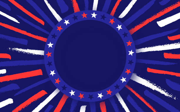 Patriotic fourth of July election Independence Day Veterans day red white and blue stars and stripes dash abstract paint dash background paint grunge pattern.