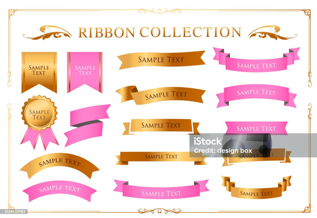 Long Decortionn Ribbons Ribbon Decoration Design Set And Antique Borders And Frames Design ...