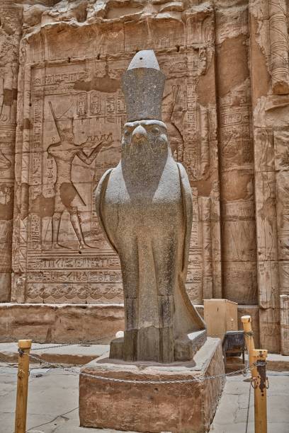 istock Large stone statue representing Horus at the Temple of Edfu, Egypt 2158433653