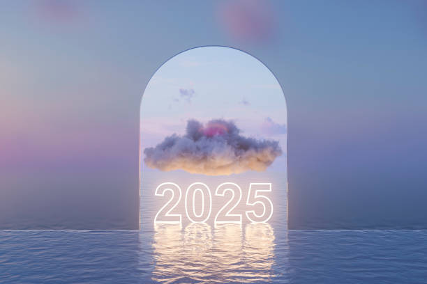 istock 2025 neon light on sea with cloud 2158437964