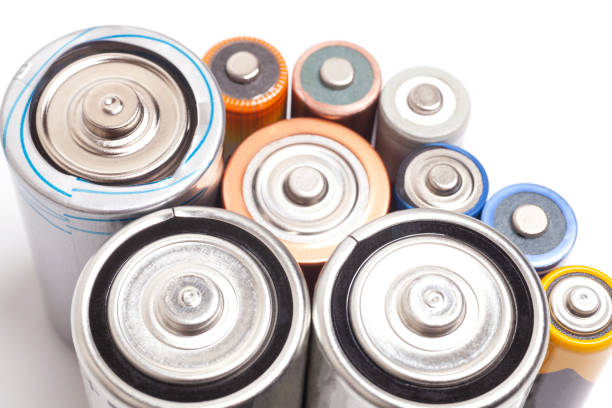 istock Group of batteries isolated on white background top view. 2158438344