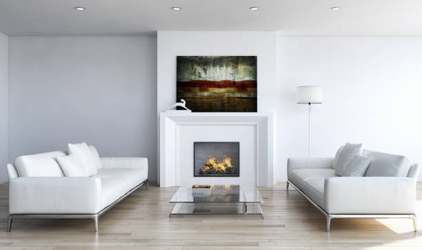 istock Large luxury modern bright interiors Living room mockup illustration 3D rendering image 2158444124