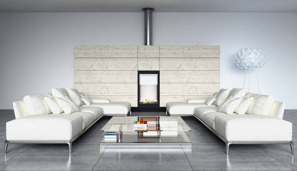 istock Large luxury modern bright interiors Living room mockup illustration 3D rendering image 2158444683